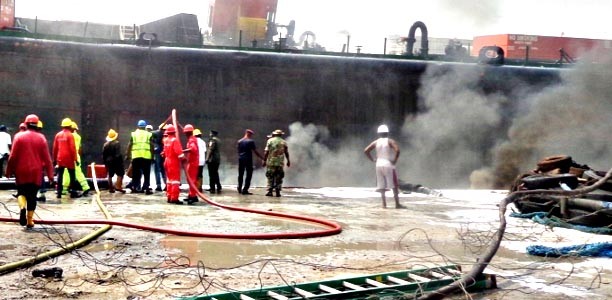 An oil explosion site