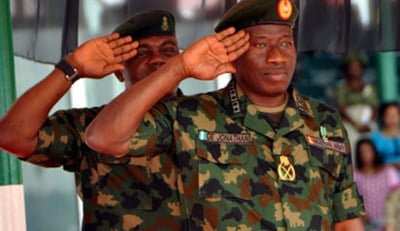 President Jonathan at the Army Day Celebrations